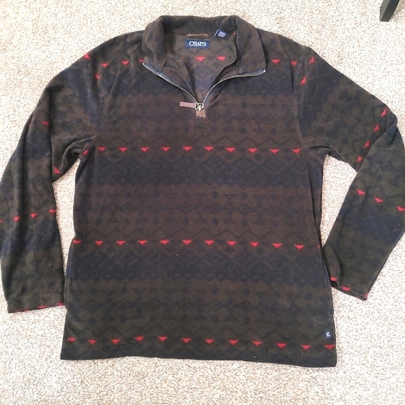 Chaps tribal Aztec geometric print half zip fleece pullover sweatshirt - Picture 1 of 2